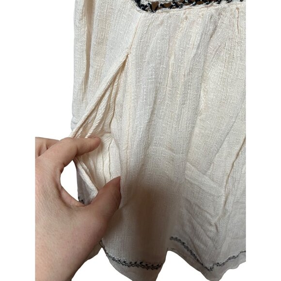 Free People Falling Water Tunic Embroidered Flutter Sleeve Cream Bohemian Relaxe - Picture 8 of 11